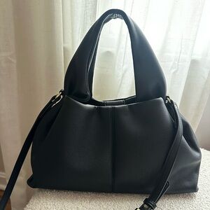 Cloud Pouch Black Faux Leather Handbag/Crossbody
